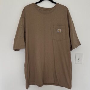 Carhartt Men's Tan Short Sleeve Pocket Tee, Loose Fit - Size 2XL